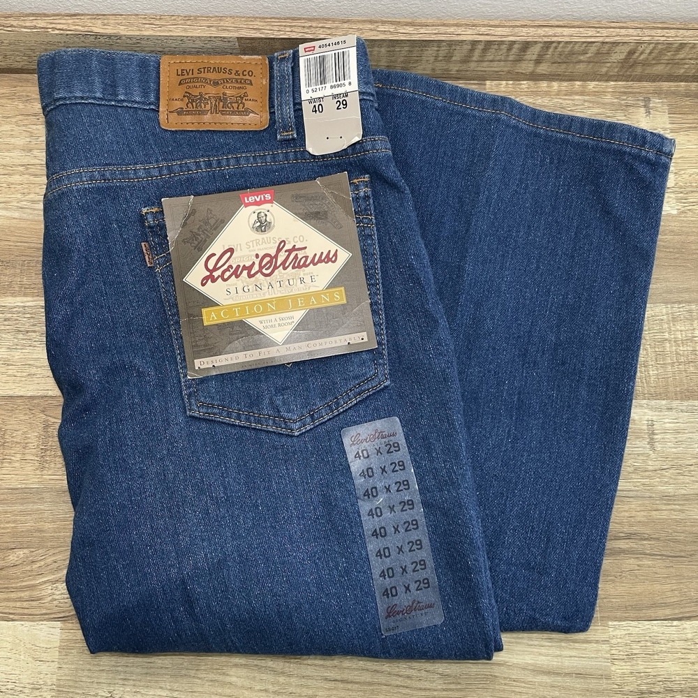Vintage 90's Levis Action Jeans Blue Denim Brown Tab Men 40x29‎ fits 37x29.5 New
